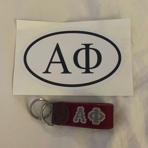 Alpha Phi sticker and key chain